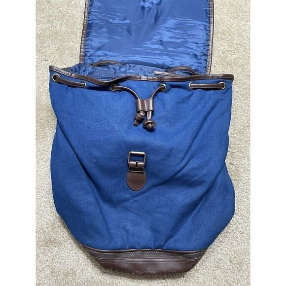 Disney Vacation Club Member Faux Leather Backpack Canvas Tote Bag Blue Brown - Picture 3 of 6